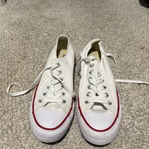 White converse Canvas All Star Sneakers with Red Trim